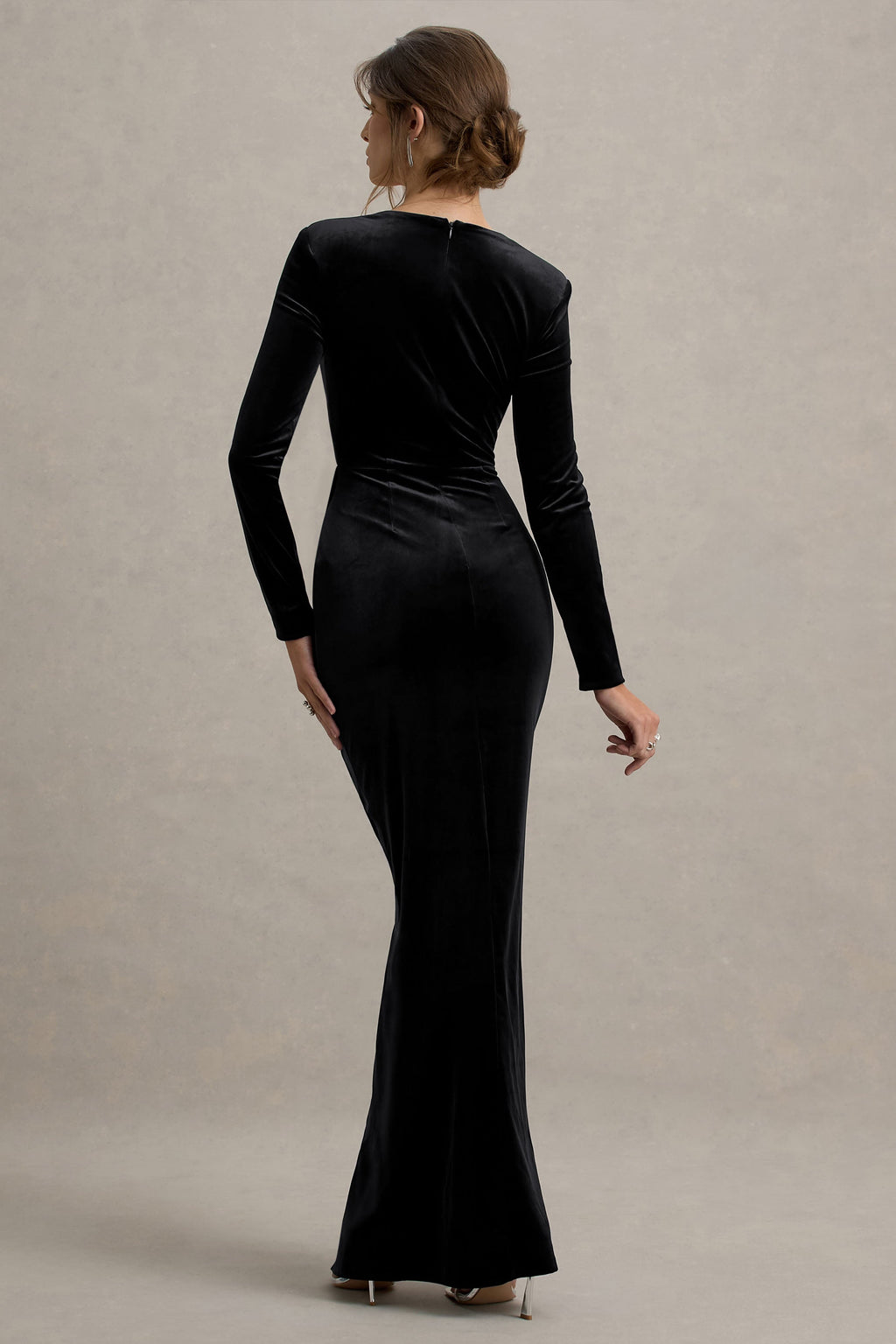 Fay | Black Velvet Corset Style Knot Maxi Dress